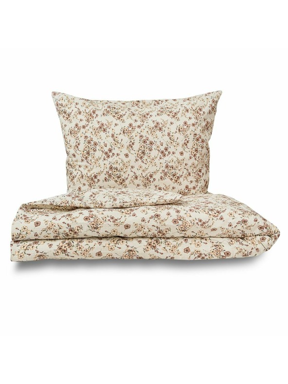 Kvalitex Francúzska krepová posteľná bielizeň 200x200, 70x90cm Kvietky béžové