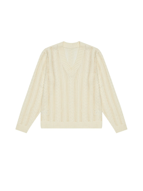 Moodo Krémový sveter so vzorom vrkoča