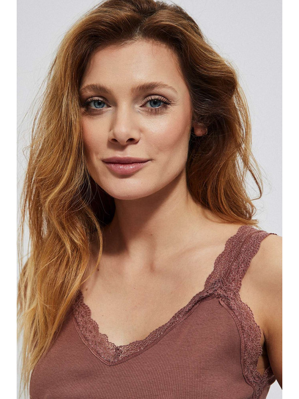 Moodo Bavlnený top s čipkou