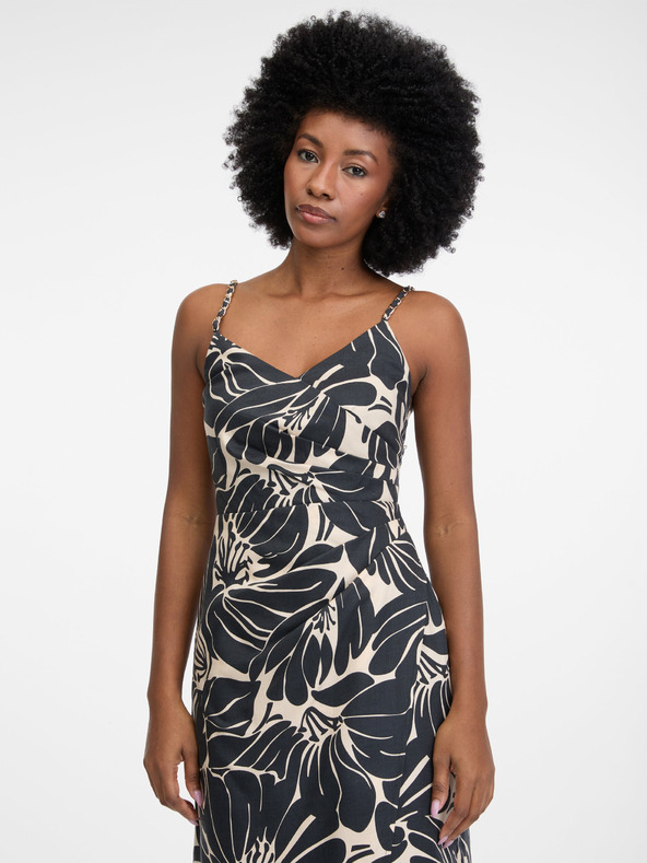 Orsay Čierne dámske vzorované krátke šaty ORSAY