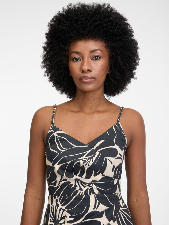 Orsay Čierne dámske vzorované krátke šaty ORSAY