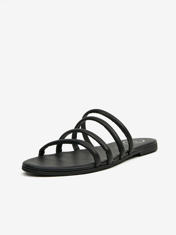 Ojju Čierne kožené papuče OJJU