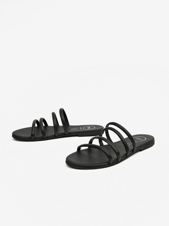 Ojju Čierne kožené papuče OJJU