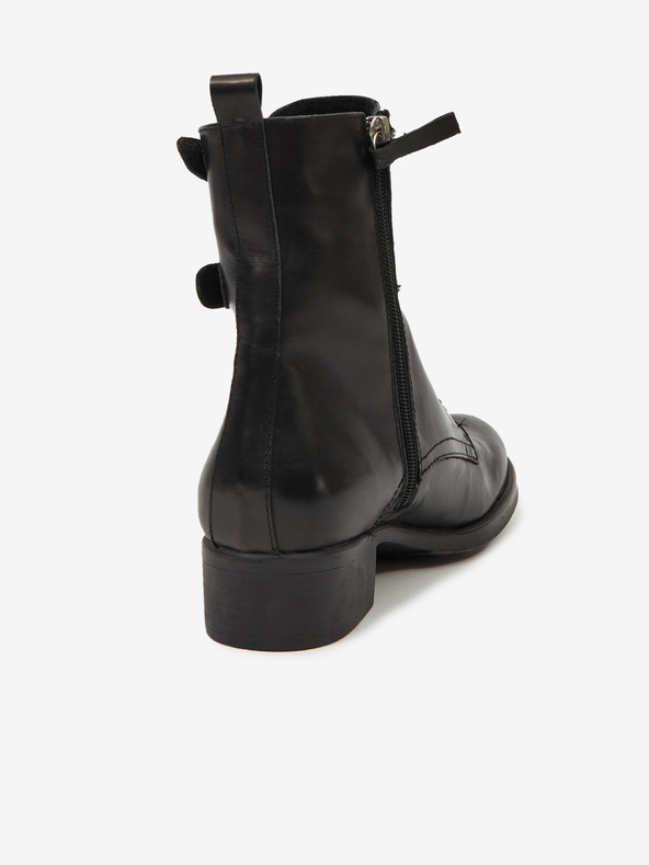 Ojju Čierne dámske kožené členkové topánky OJJU