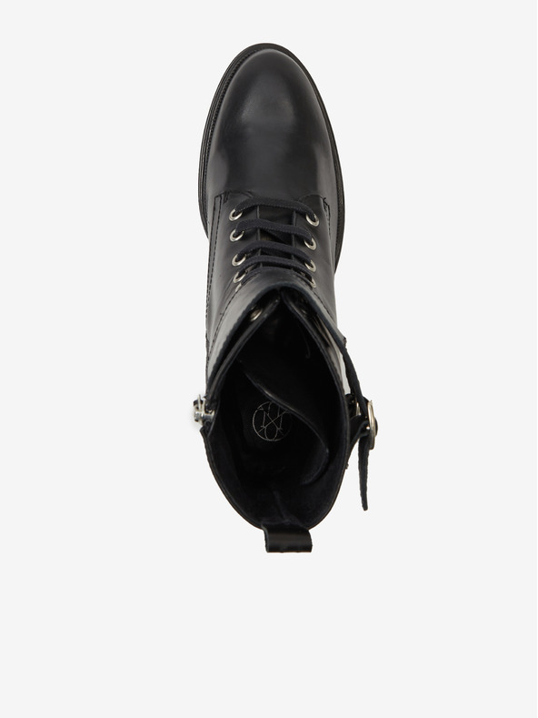 Ojju Čierne dámske kožené členkové topánky OJJU