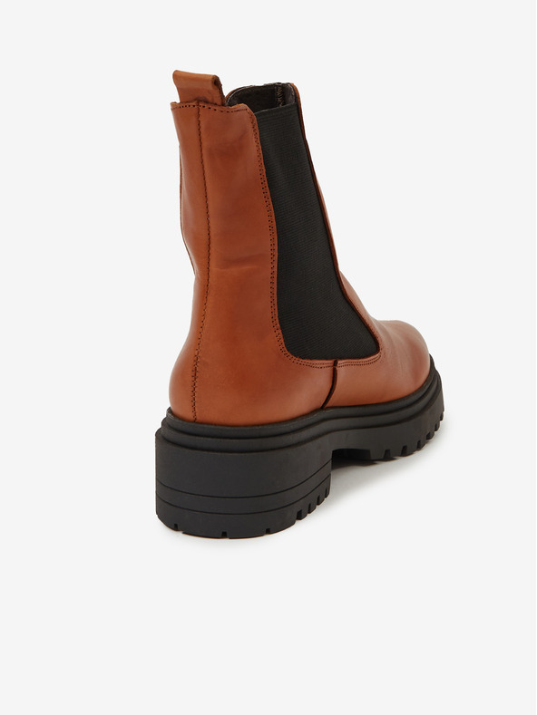 Ojju Hnedé dámske kožené členkové čižmy OJJU