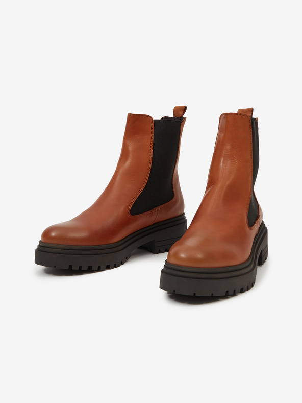 Ojju Hnedé dámske kožené členkové čižmy OJJU