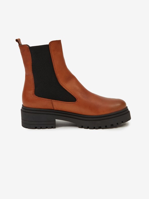 Ojju Hnedé dámske kožené členkové čižmy OJJU