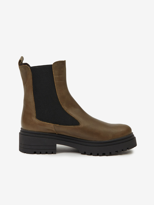 Ojju Khaki dámske kožené členkové čižmy OJJU