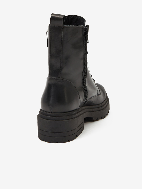 Ojju Čierne dámske kožené členkové topánky OJJU