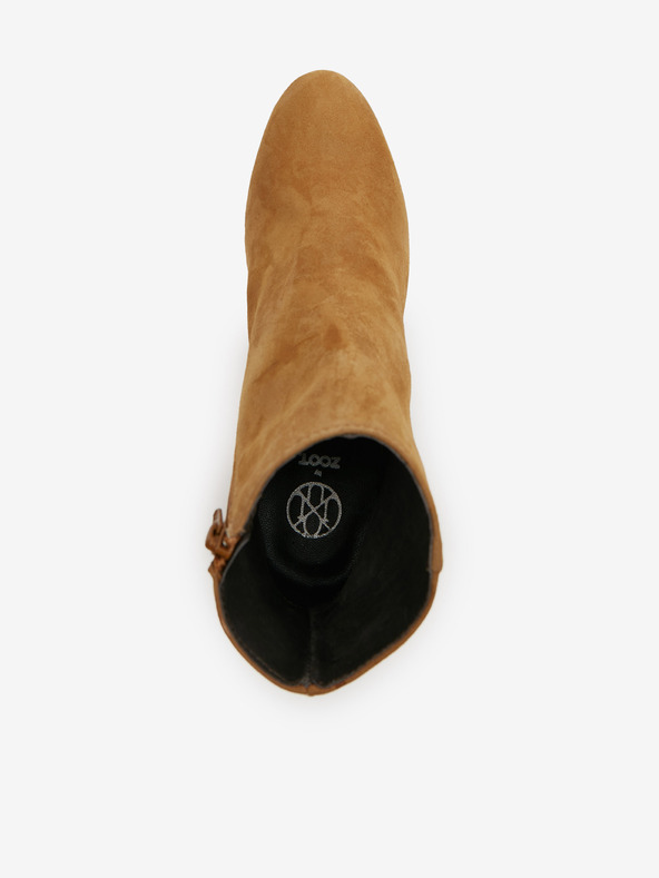 Ojju Hnedé semišové členkové čižmy na podpätku OJJU