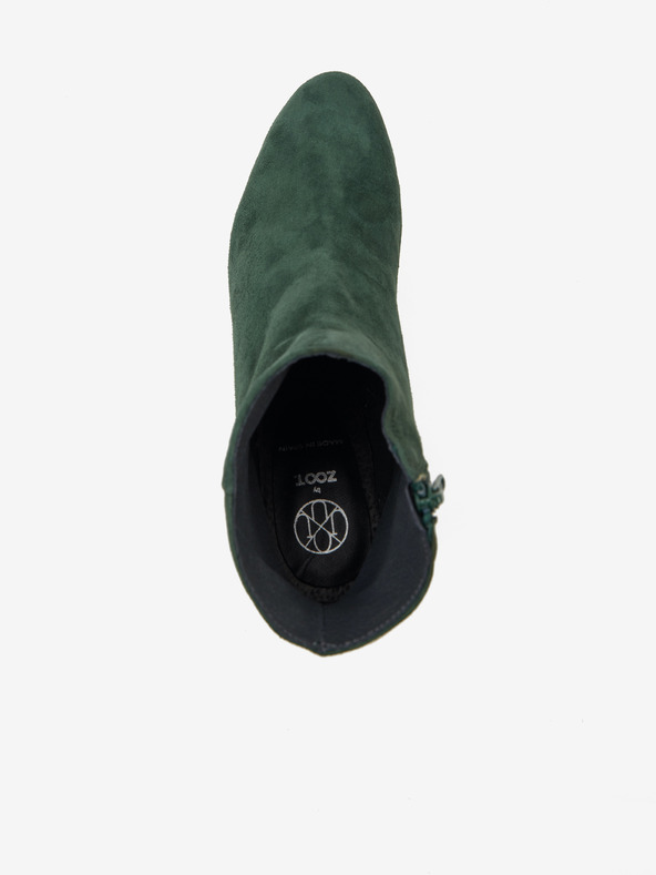 Ojju Tmavozelené semišové členkové čižmy na podpätku OJJU