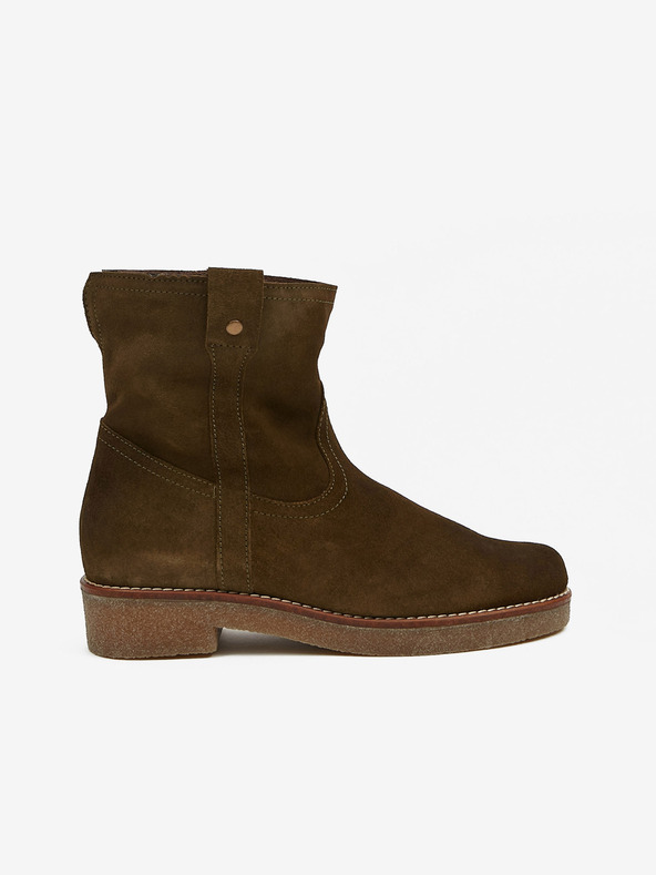 Ojju Khaki dámske zateplené semišové členkové čižmy OJJU