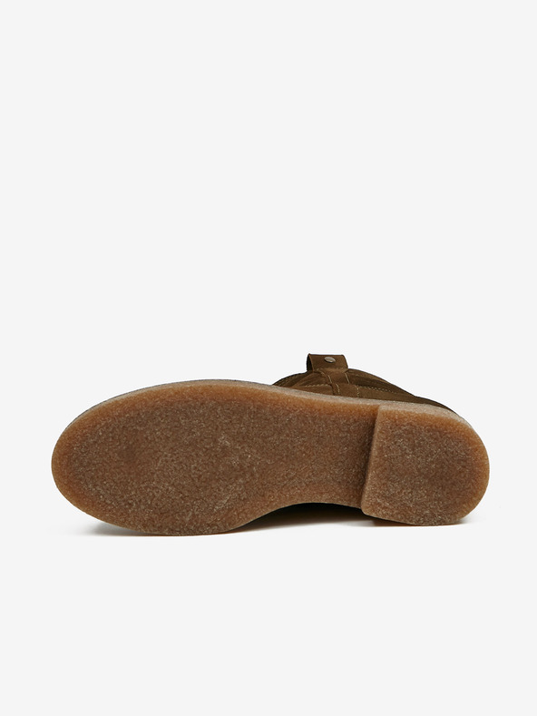 Ojju Khaki dámske zateplené semišové členkové čižmy OJJU