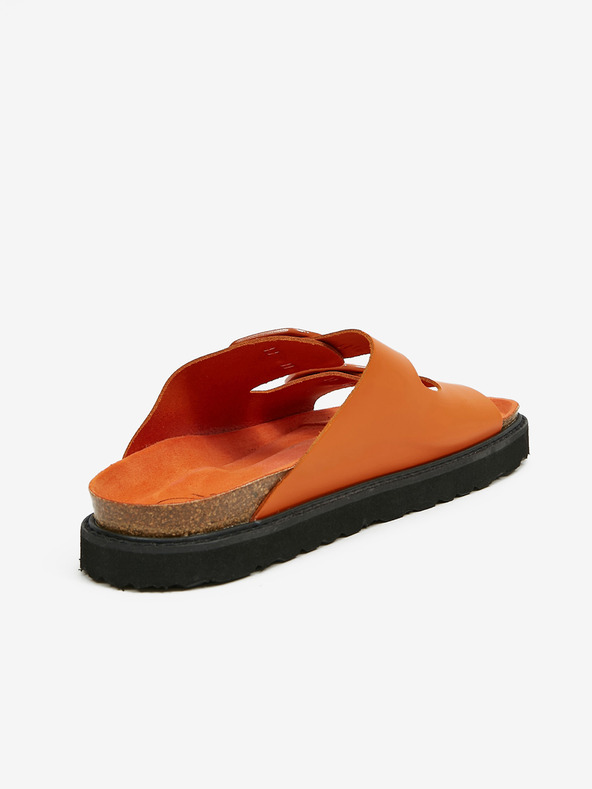 Ojju Oranžové dámske kožené papuče OJJU