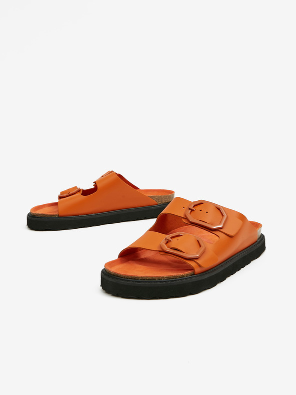 Ojju Oranžové dámske kožené papuče OJJU