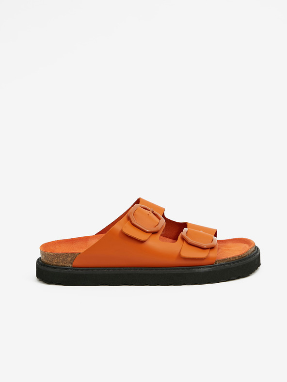 Ojju Oranžové dámske kožené papuče OJJU