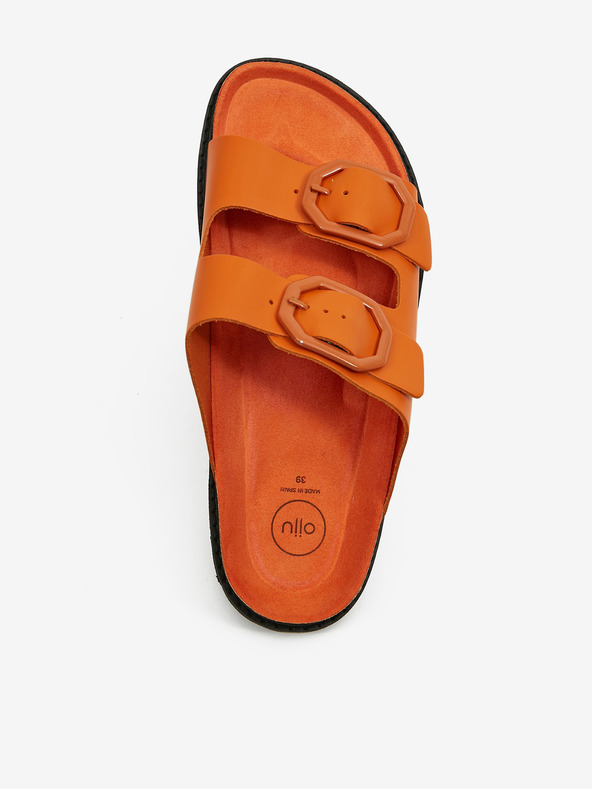 Ojju Oranžové dámske kožené papuče OJJU
