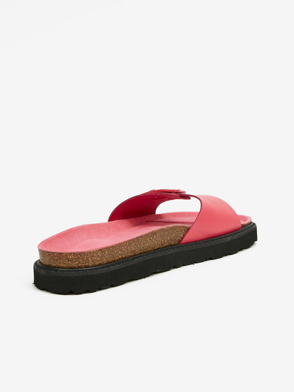 Ojju Ružové dámske kožené papuče na platforme OJJU