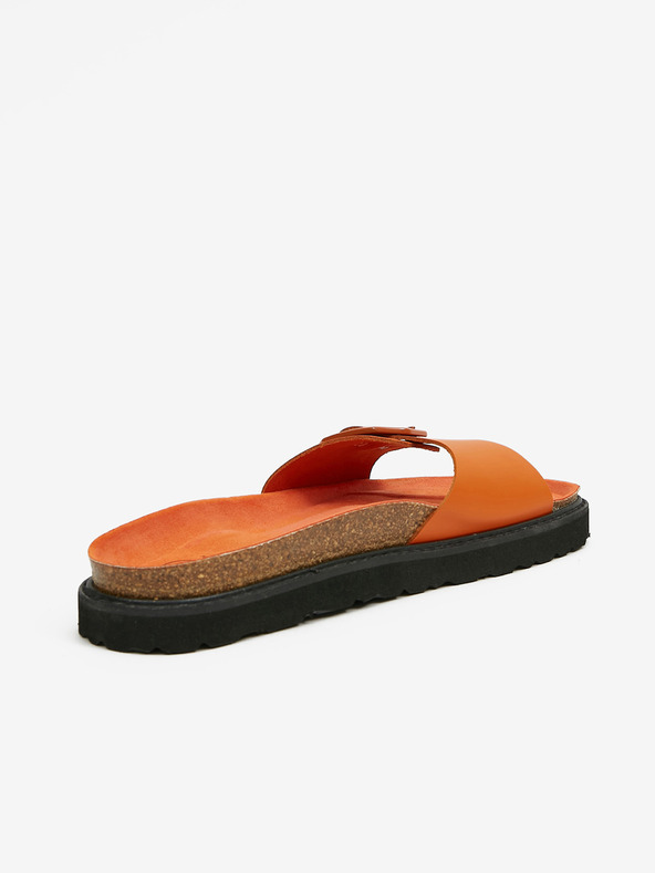 Ojju Oranžové dámske kožené papuče OJJU