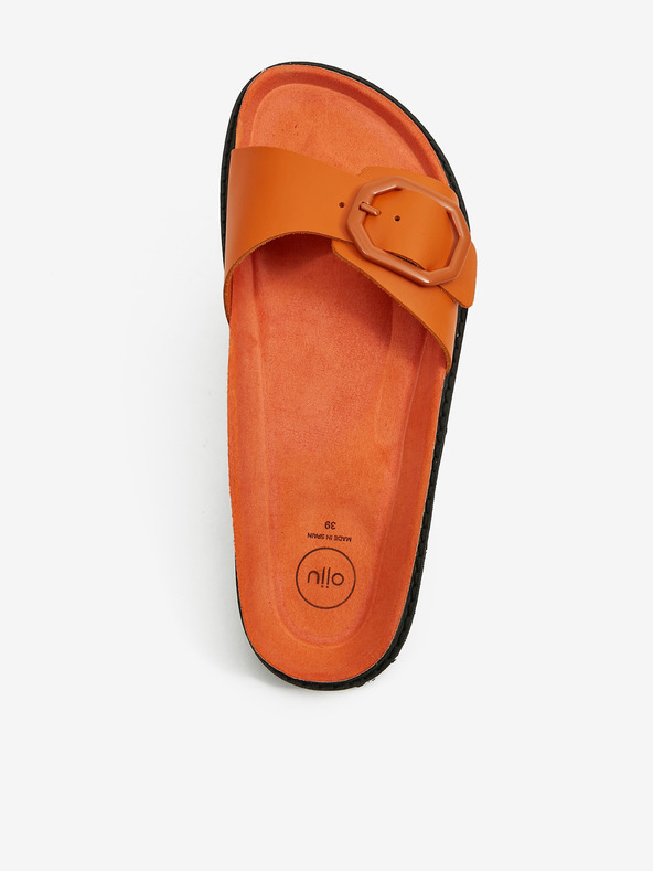 Ojju Oranžové dámske kožené papuče OJJU