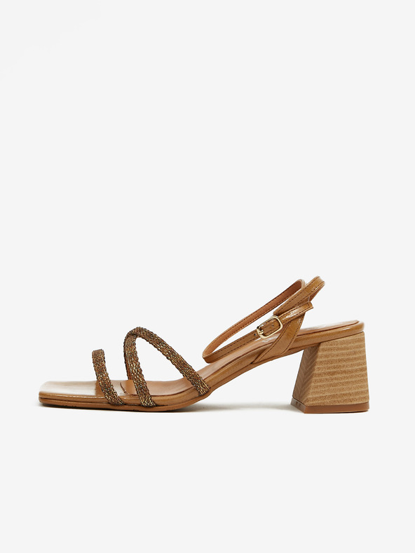 Ojju Hnedé dámske sandále na podpätku OJJU