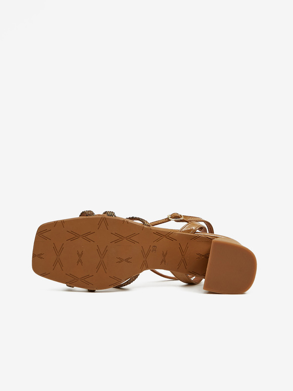 Ojju Hnedé dámske sandále na podpätku OJJU