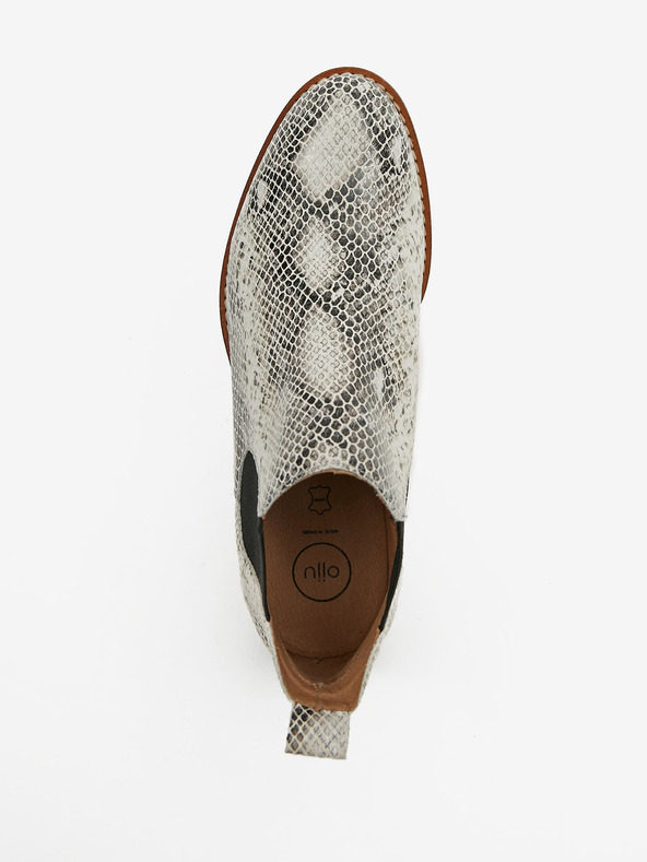 Ojju Biele dámske kožené topánky Chelsea s hadím vzorom OJJU