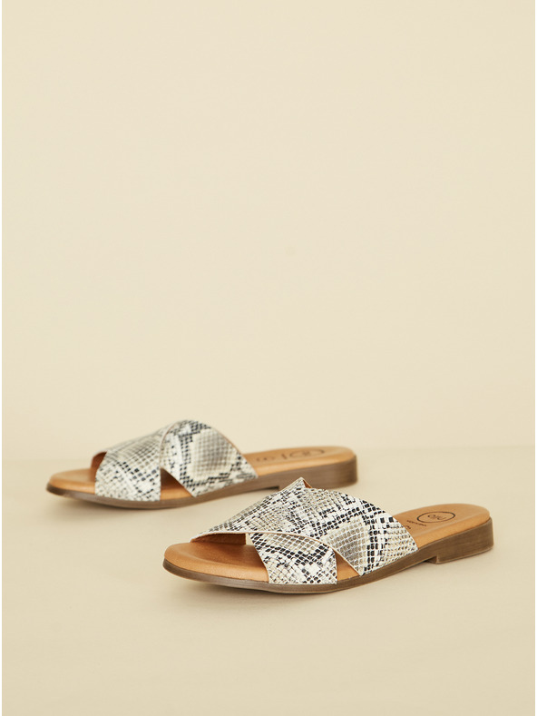 Ojju Šedé kožené papuče s hadím vzorom OJJU