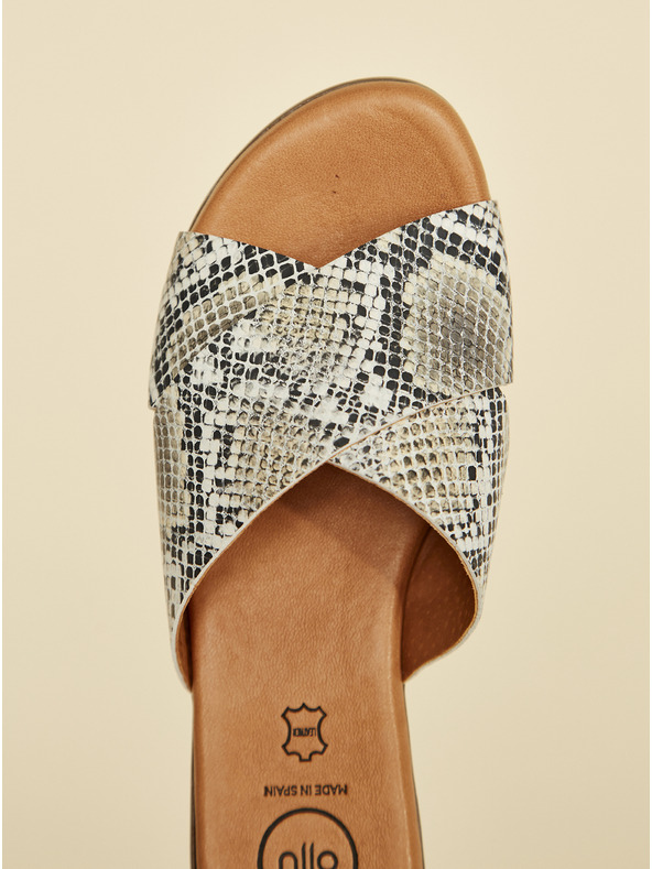 Ojju Šedé kožené papuče s hadím vzorom OJJU