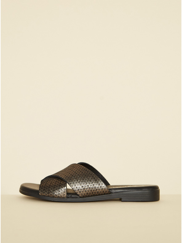 Ojju Čierne kožené papuče OJJU