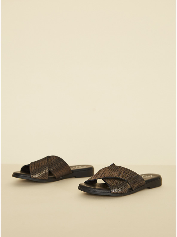 Ojju Čierne kožené papuče OJJU