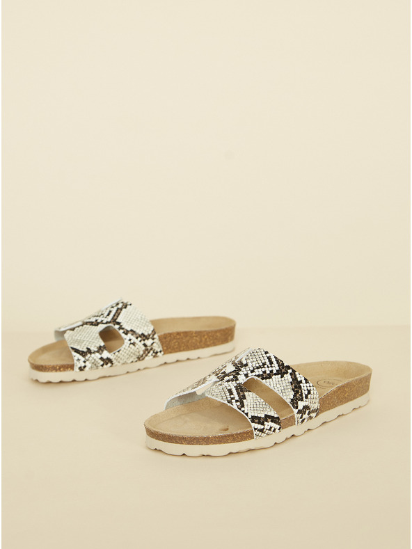 Ojju Béžové dámske papuče s hadím vzorom OJJU