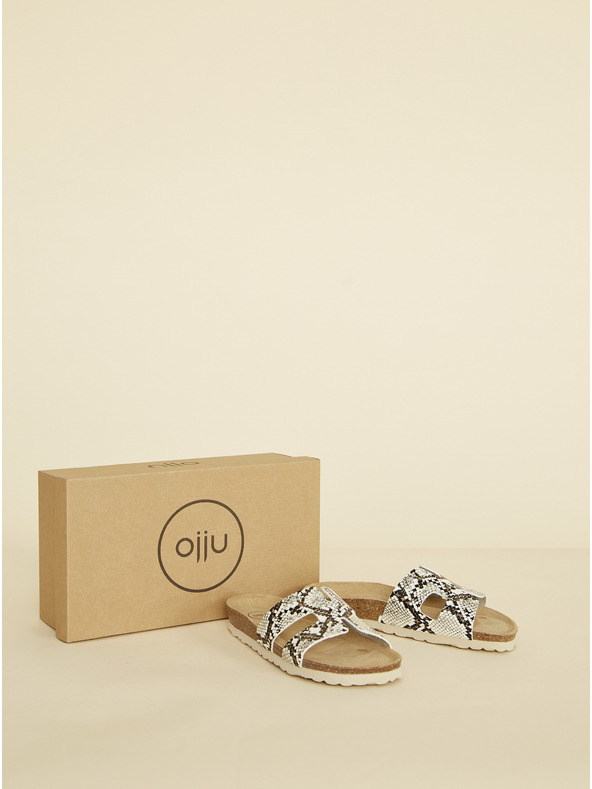 Ojju Béžové dámske papuče s hadím vzorom OJJU