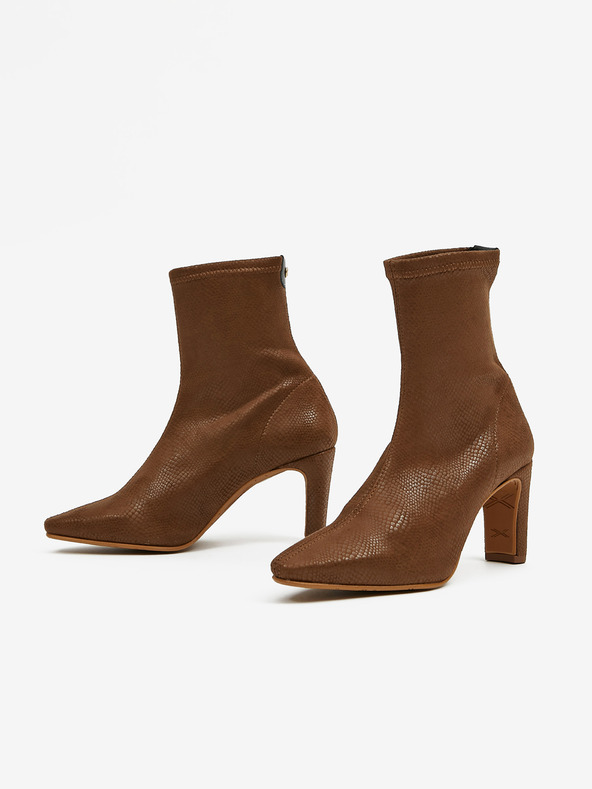 Ojju Hnedé semišové členkové čižmy s hadím vzorom OJJU