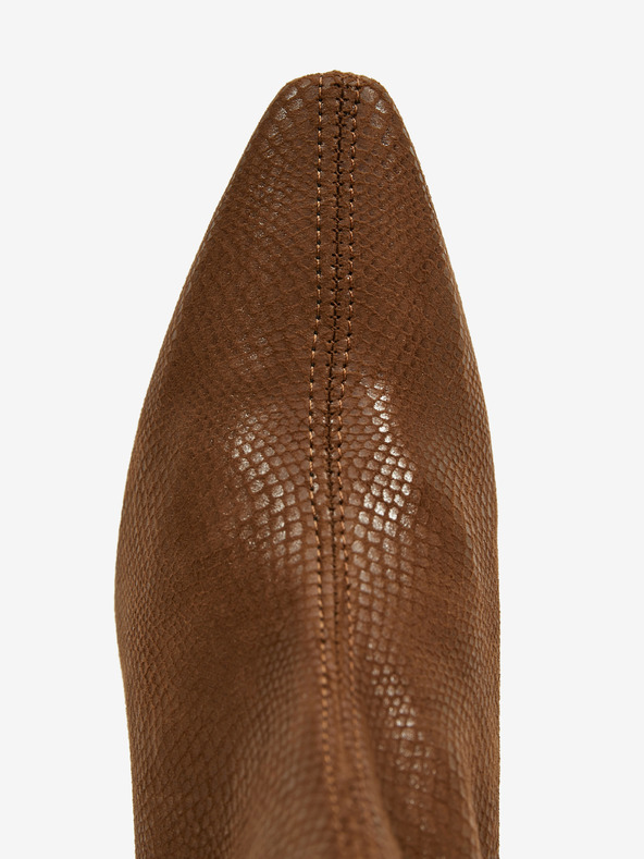 Ojju Hnedé semišové členkové čižmy s hadím vzorom OJJU