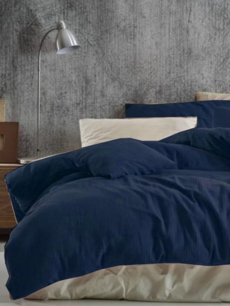 Kvalitex Francúzske mušelínové posteľné obliečky 200x200, 70x90cm tmavo modré Kvalitex