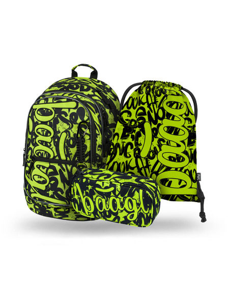BAAGL  BAAGL 3 SET Core Lime: batoh, peračník, vrecko