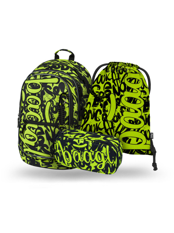 BAAGL  BAAGL 3 SET Core Lime: batoh, peračník, vrecko