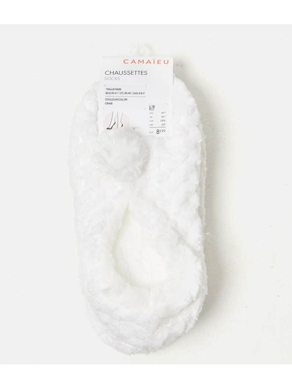 CAMAIEU Biele papuče s brmbolcami CAMAIEU