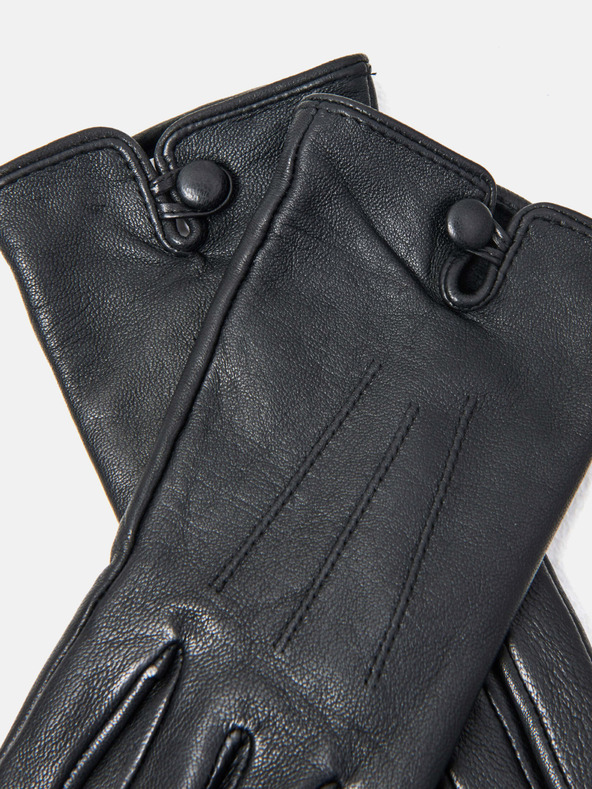 CAMAIEU Čierne koženkové rukavice CAMAIEU