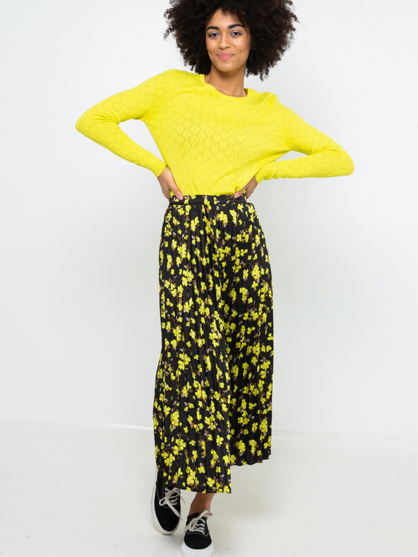 CAMAIEU Čierno-žltá vzorovaná maxi sukňa CAMAIEU