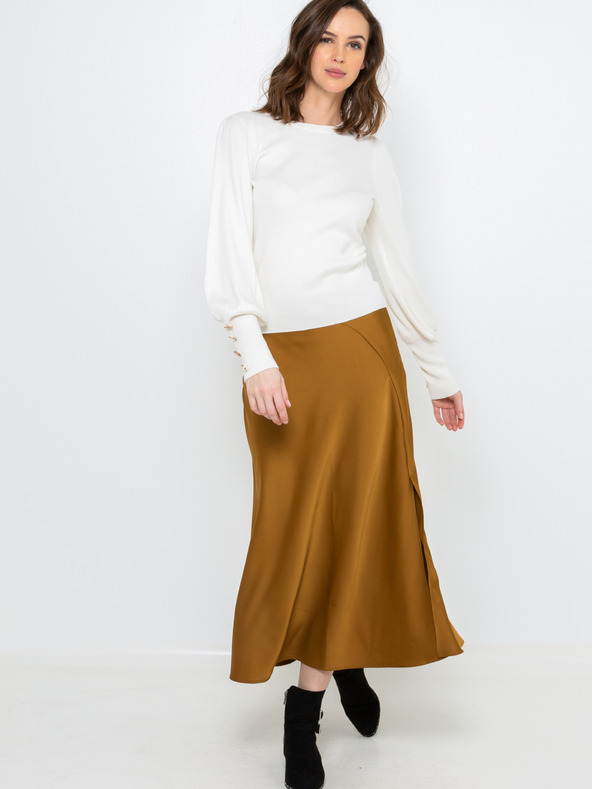 CAMAIEU Biely sveter s balónovými rukávmi CAMAIEU