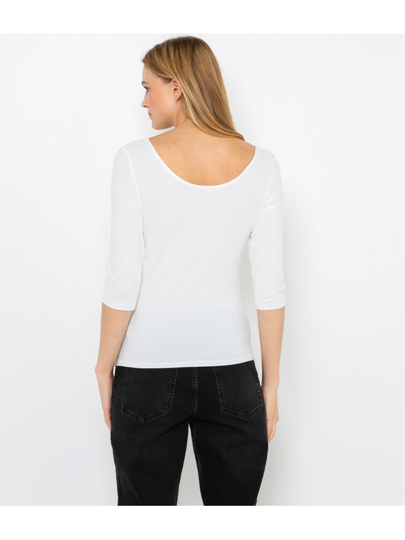 CAMAIEU Biele tričko so 3/4 rukávmi CAMAIEU