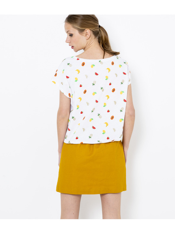 CAMAIEU Biele vzorované tričko CAMAIEU