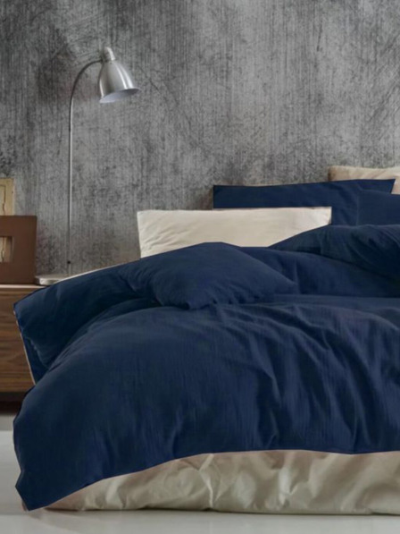Kvalitex Predĺžená mušelínová posteľná bielizeň 140x220, 70x90cm tmavomodrá Kvalitex