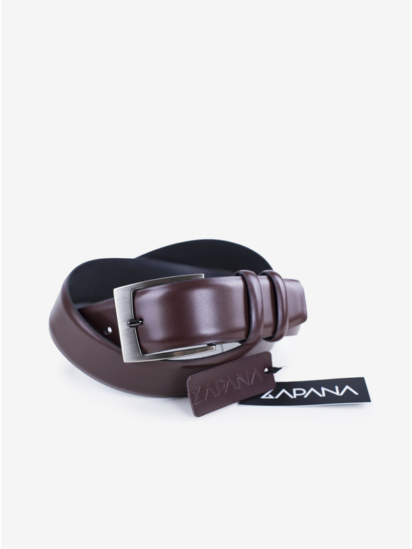 Zapana Tmavohnedý pánsky kožený opasok Zapana Flow