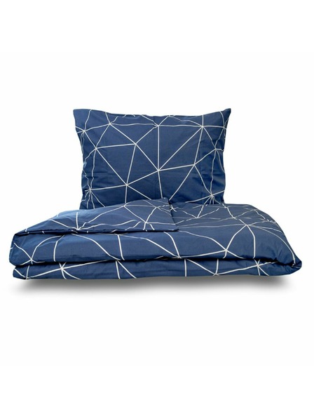 Kvalitex Predĺžené bavlnené posteľné obliečky NORDIC COLLECTION 140x220, 70x90cm GRID modré