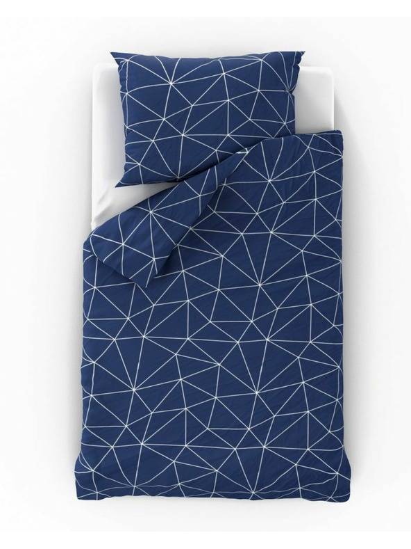 Kvalitex Predĺžené bavlnené posteľné obliečky NORDIC COLLECTION 140x220, 70x90cm GRID modré