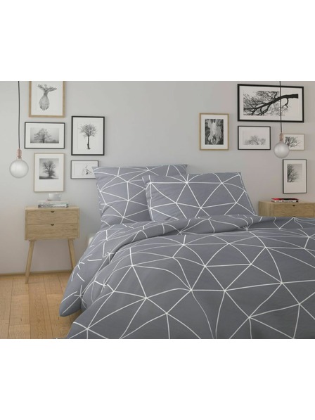 Kvalitex Francúzske bavlnené posteľné obliečky NORDIC COLLECTION 200x200, 70x90cm GRID sivé